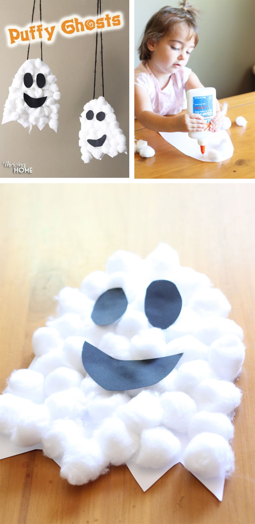 Friendly Cotton Ball Halloween Crafts