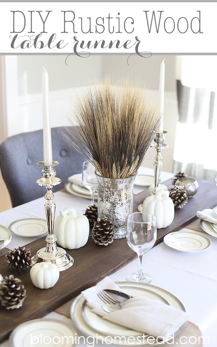 Monochromatic DIY Thanksgiving Centerpiece with Gourds, Wheat, and Pinecones