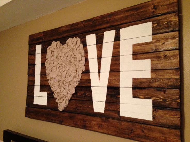 “Love” Wall Art with Reclaimed Wood and Fabric