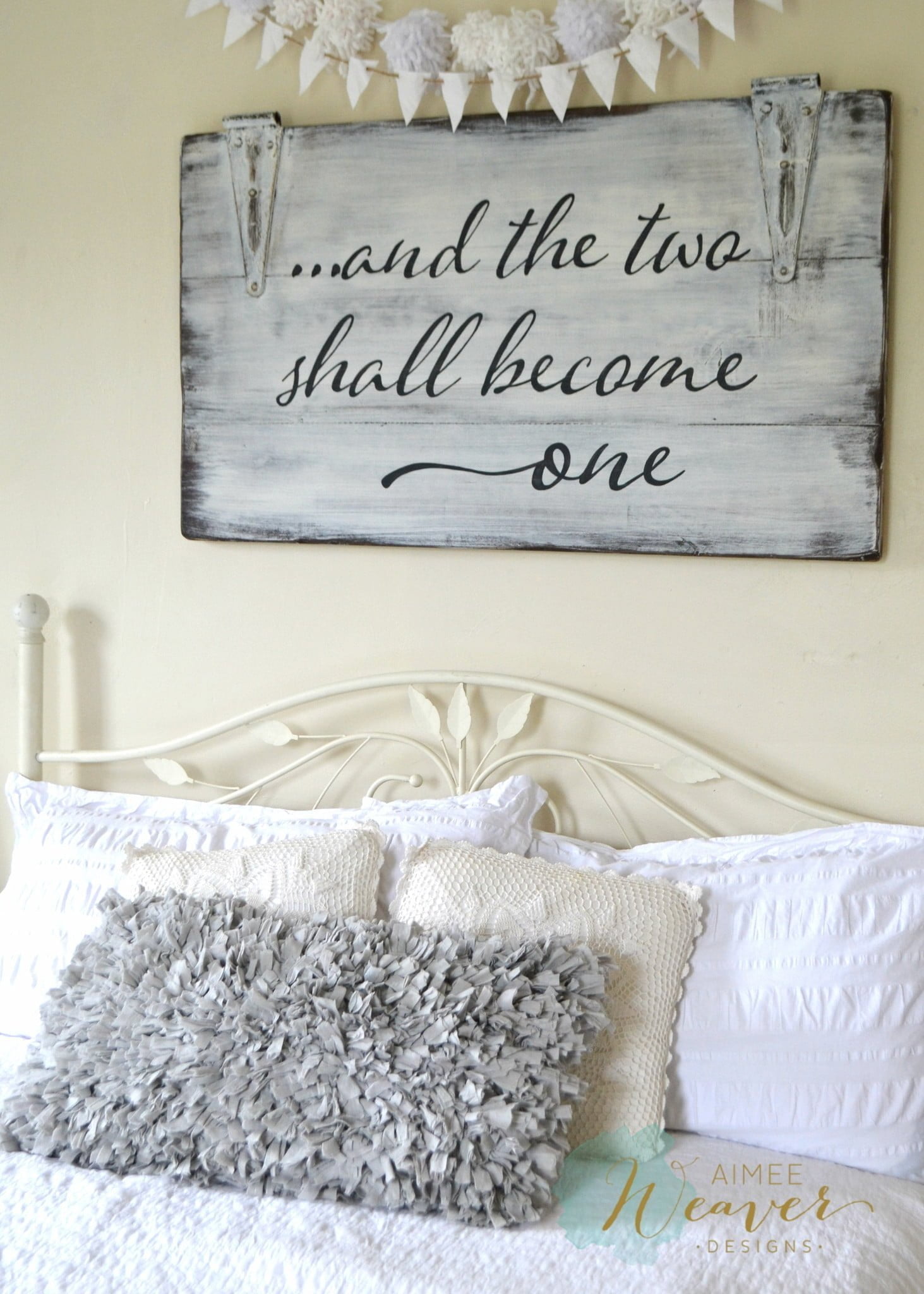 Whitewashed Door Panel Marriage Quote