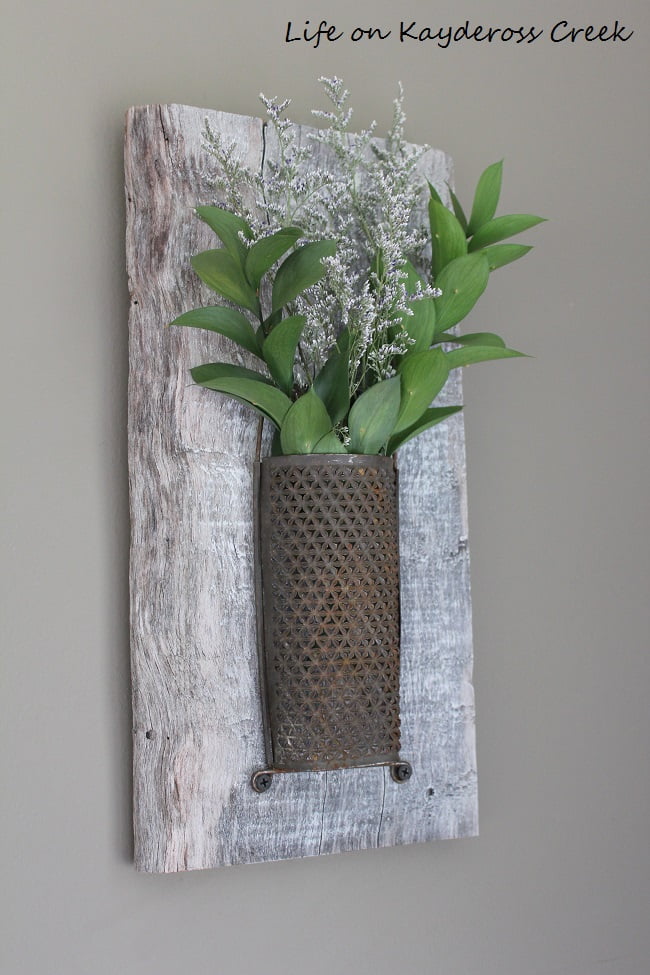 Whitewashed Wood and Antique Brass Wall Sconce