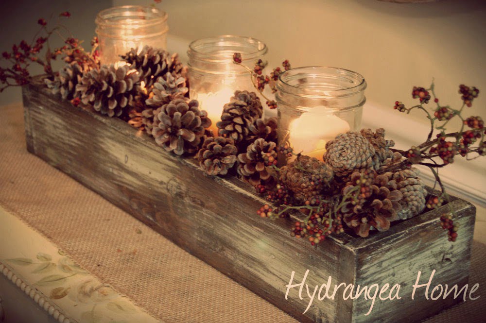 Mason Jar Votive Holder Crate with Woodland Accents