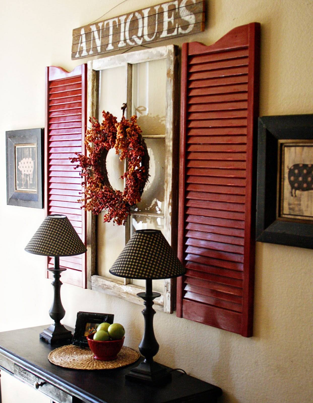Vibrant Black and Red Window Shutter Display