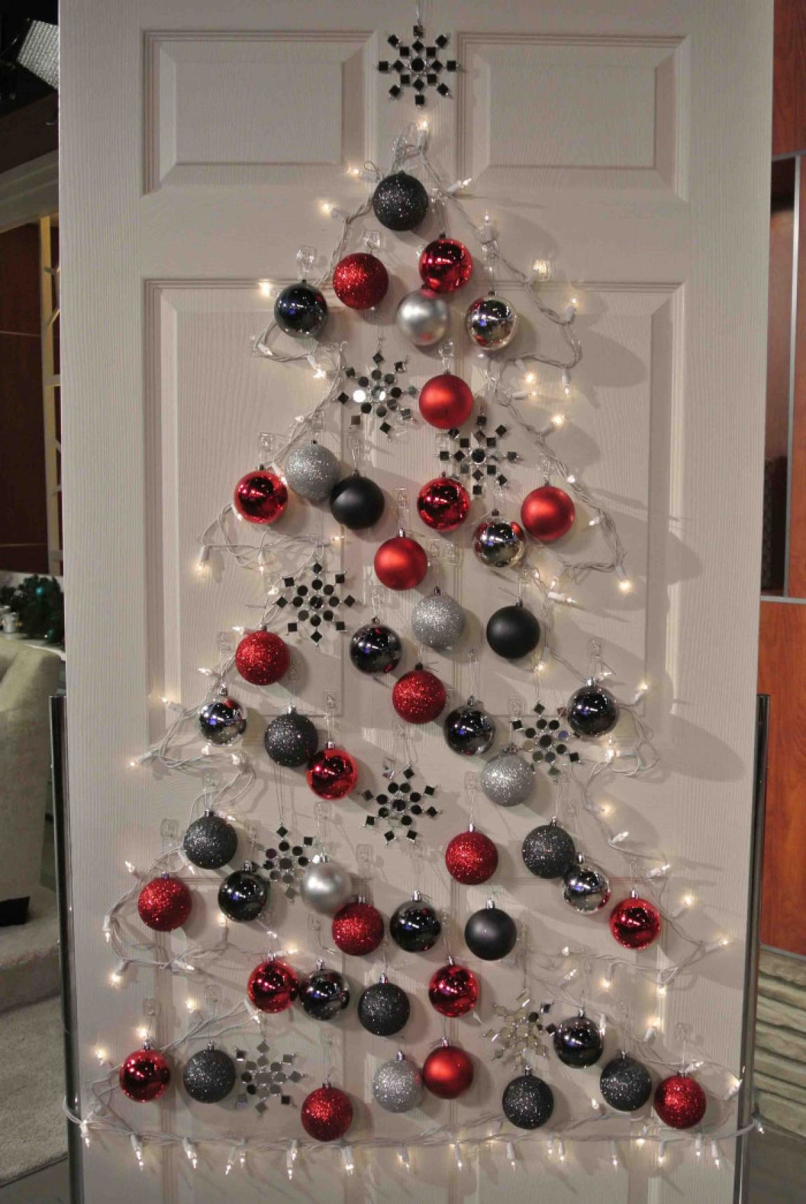 Christmas Tree Lights and Ornaments Door Decoration