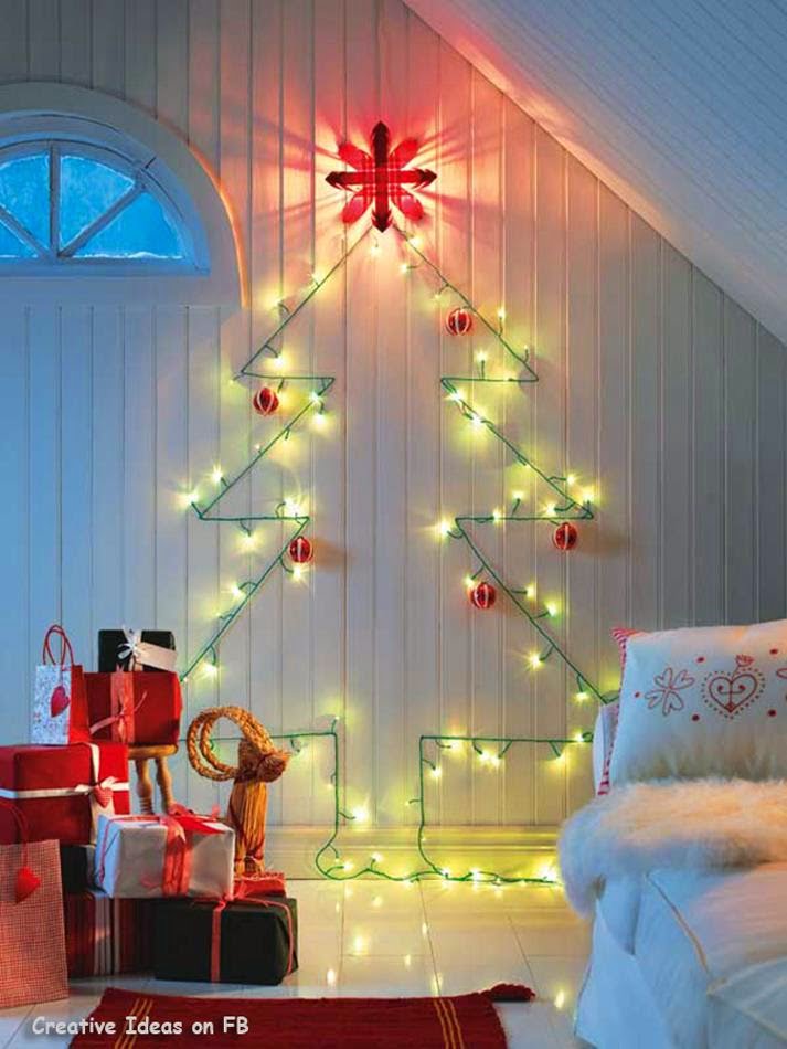 christmas light design on wall