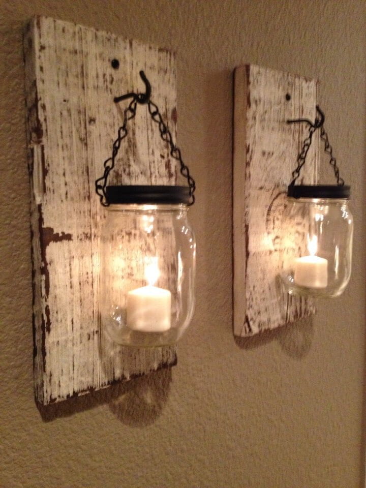 Reclaimed Wood and Mason Jar Votive Holders