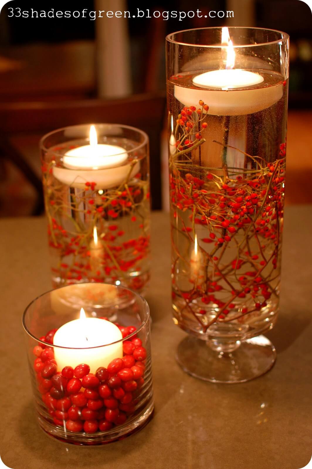 Floating Flames Cranberry Holiday Decorations