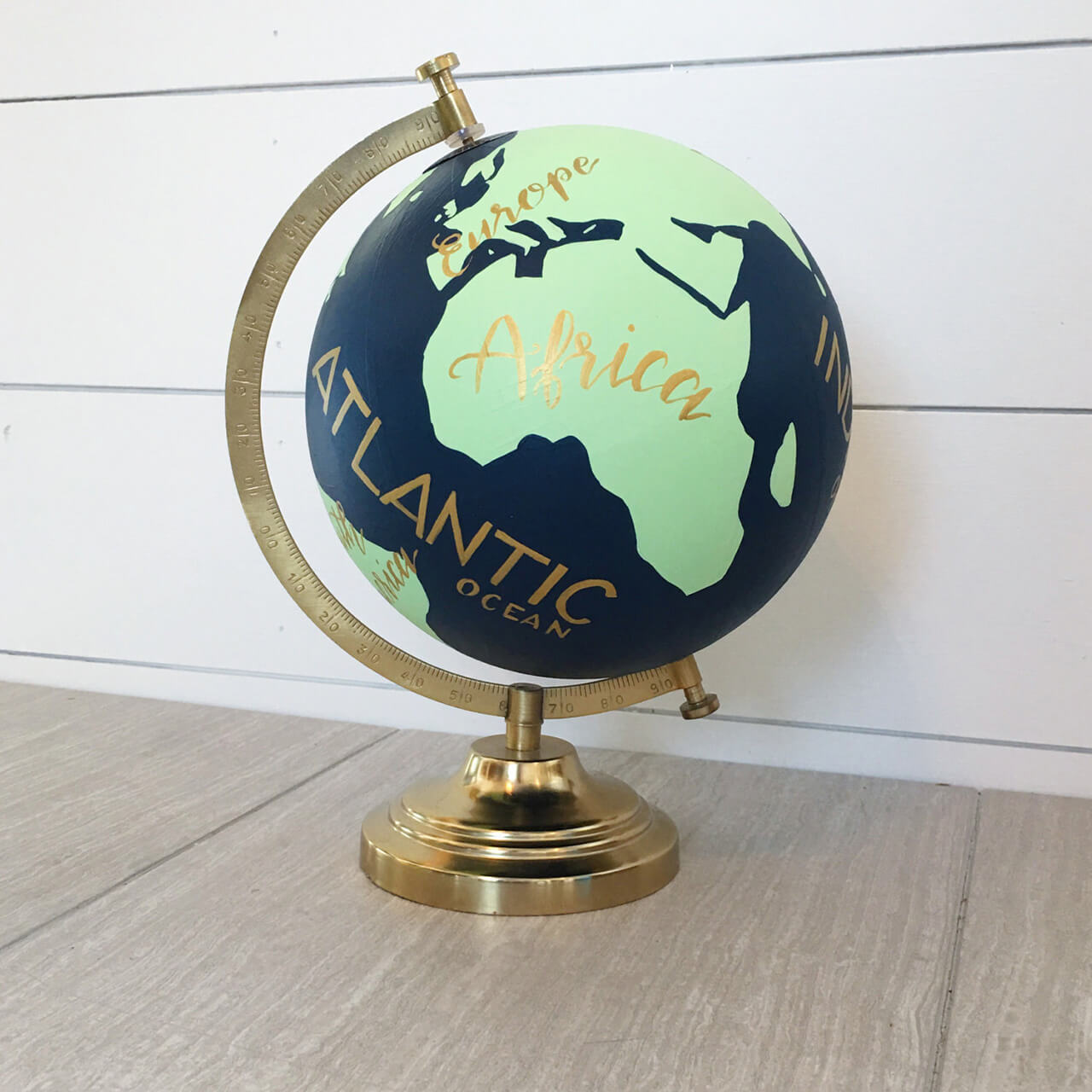 Handpainted Globe With Finished Stand