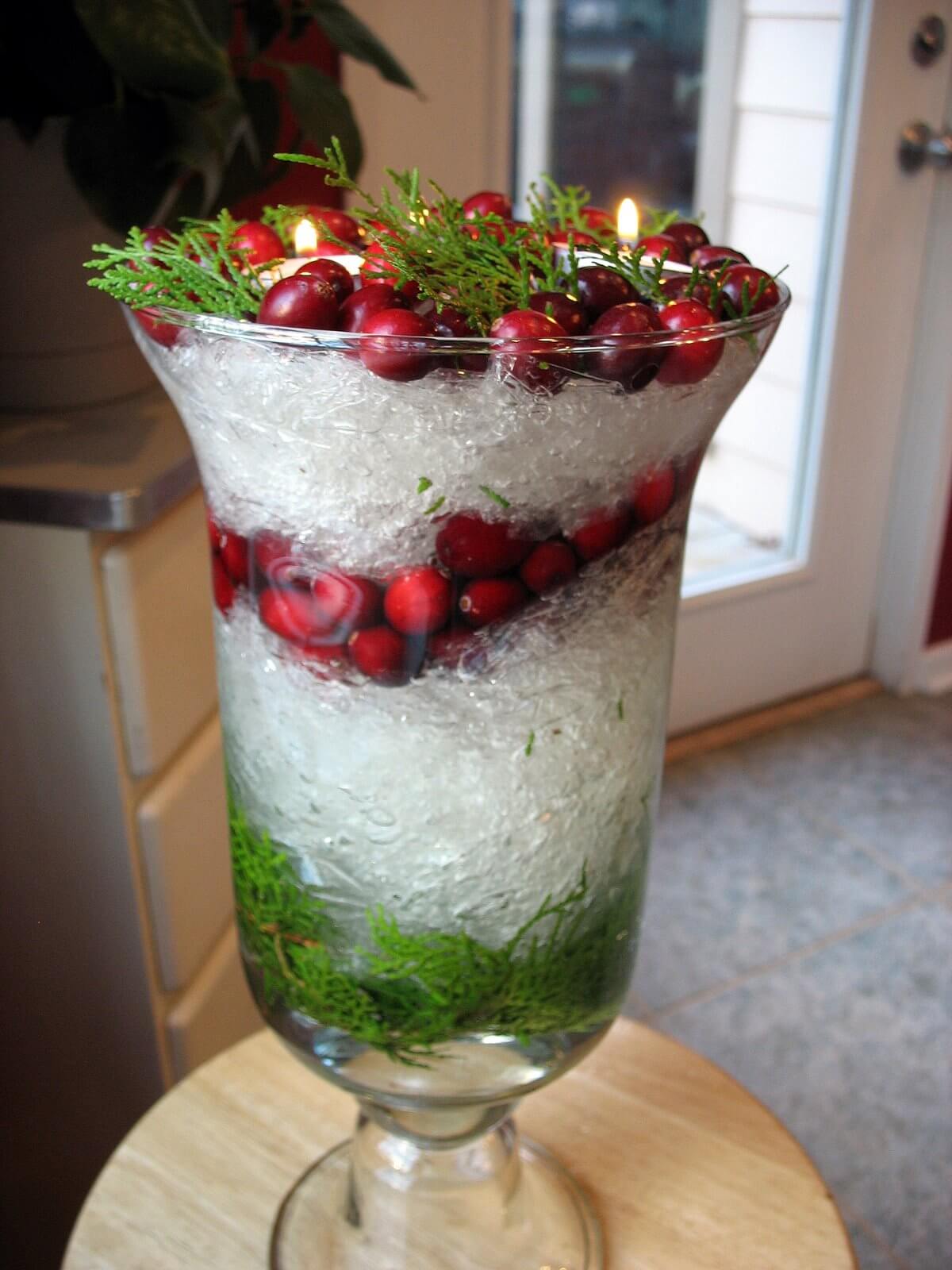 Fresh Layered Berry Candle Compote Arrangement