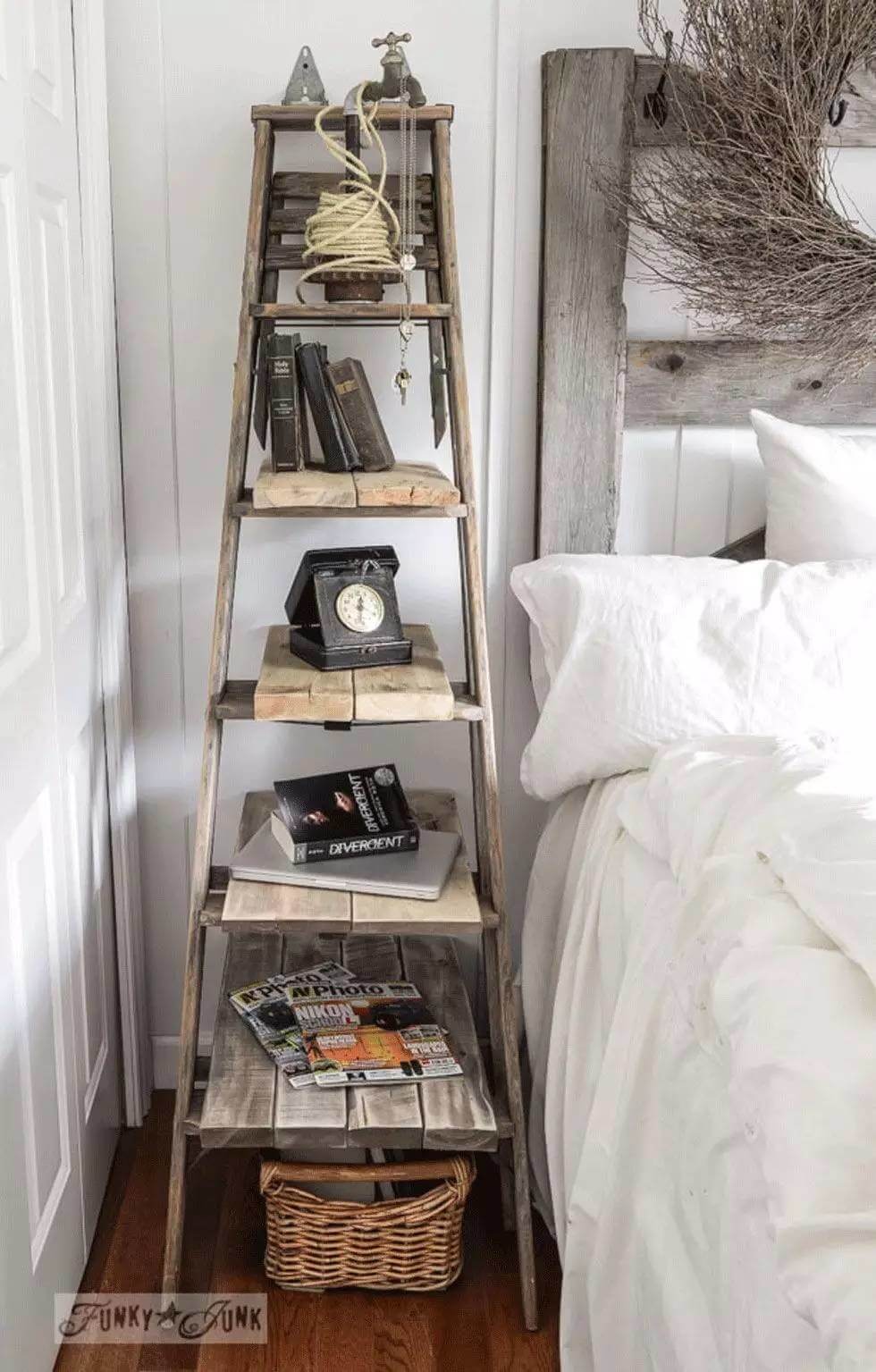 Upcycled Orchard Ladder Turned Nightstand