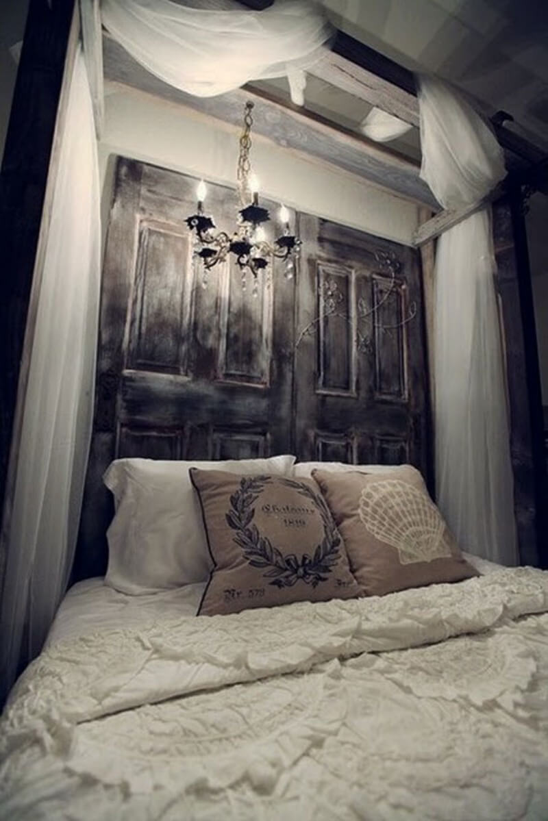 Dramatic Headboard Made With Reclaimed Doors