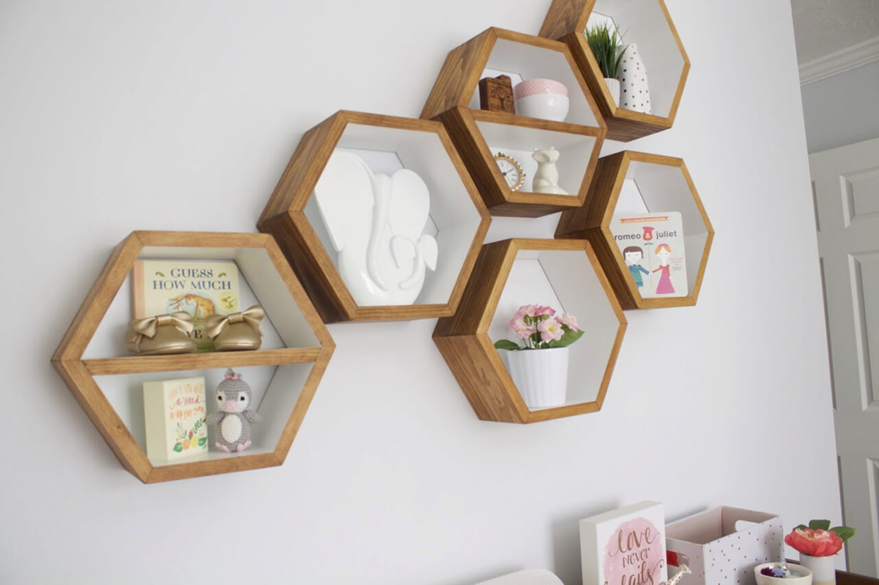 Set of 3 Honeycomb Shaped Shelves