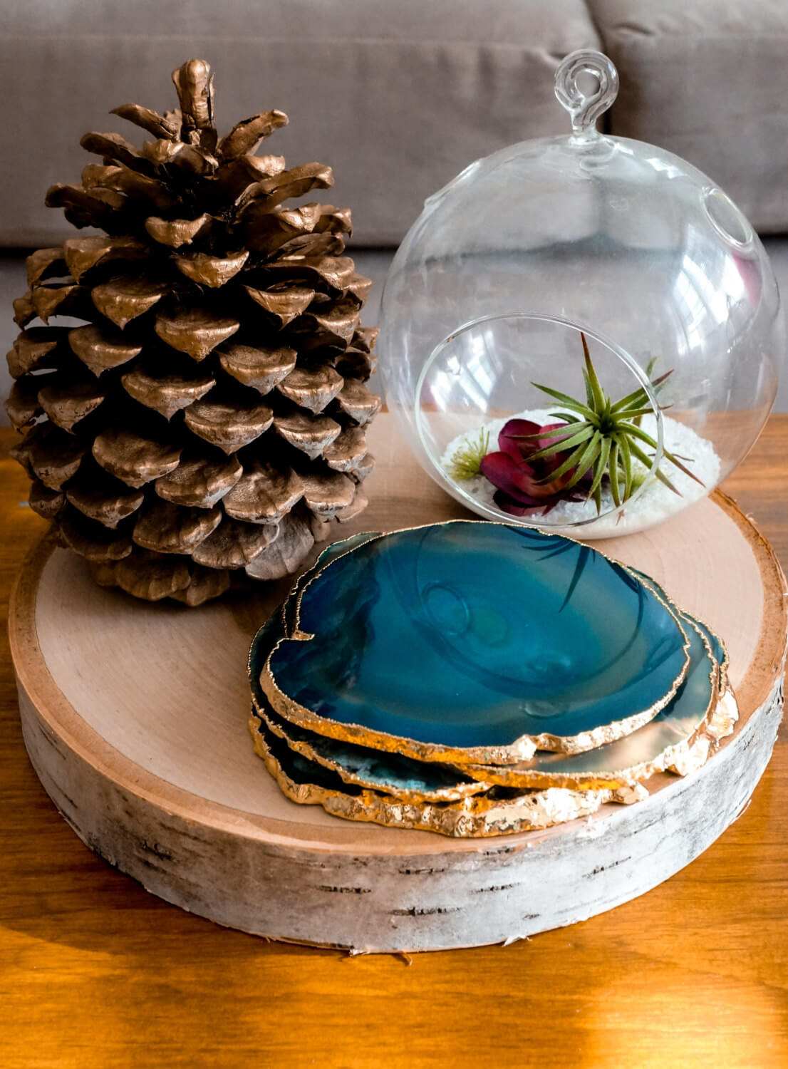 Agate Stone Coasters With Gold or Silver Trim