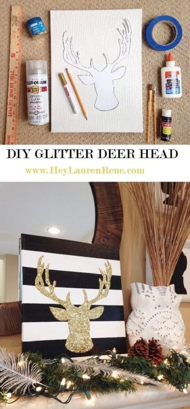 Rustic Meets Glam with Glitter Deer Art