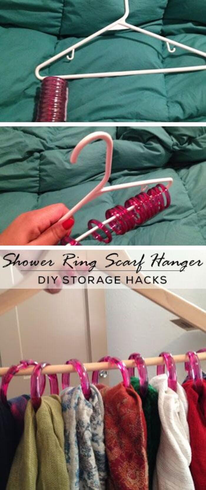 Simple Shower Ring Scarf Storage