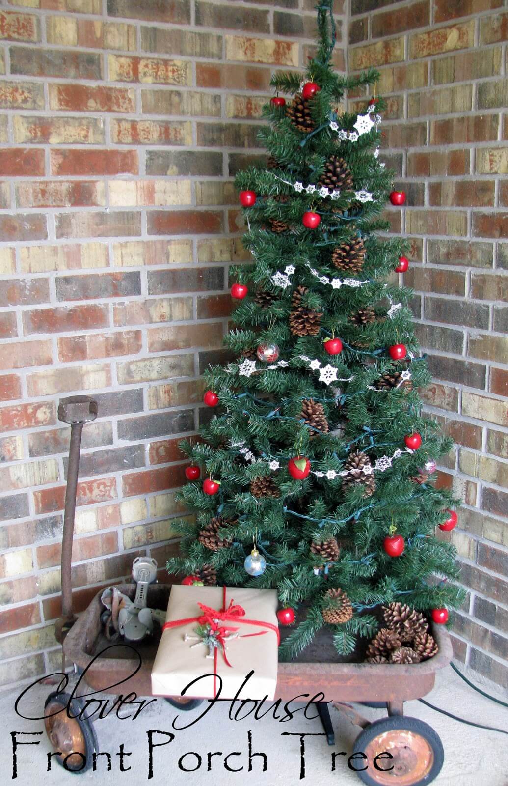 Vintage Christmas Tree in a Wagon