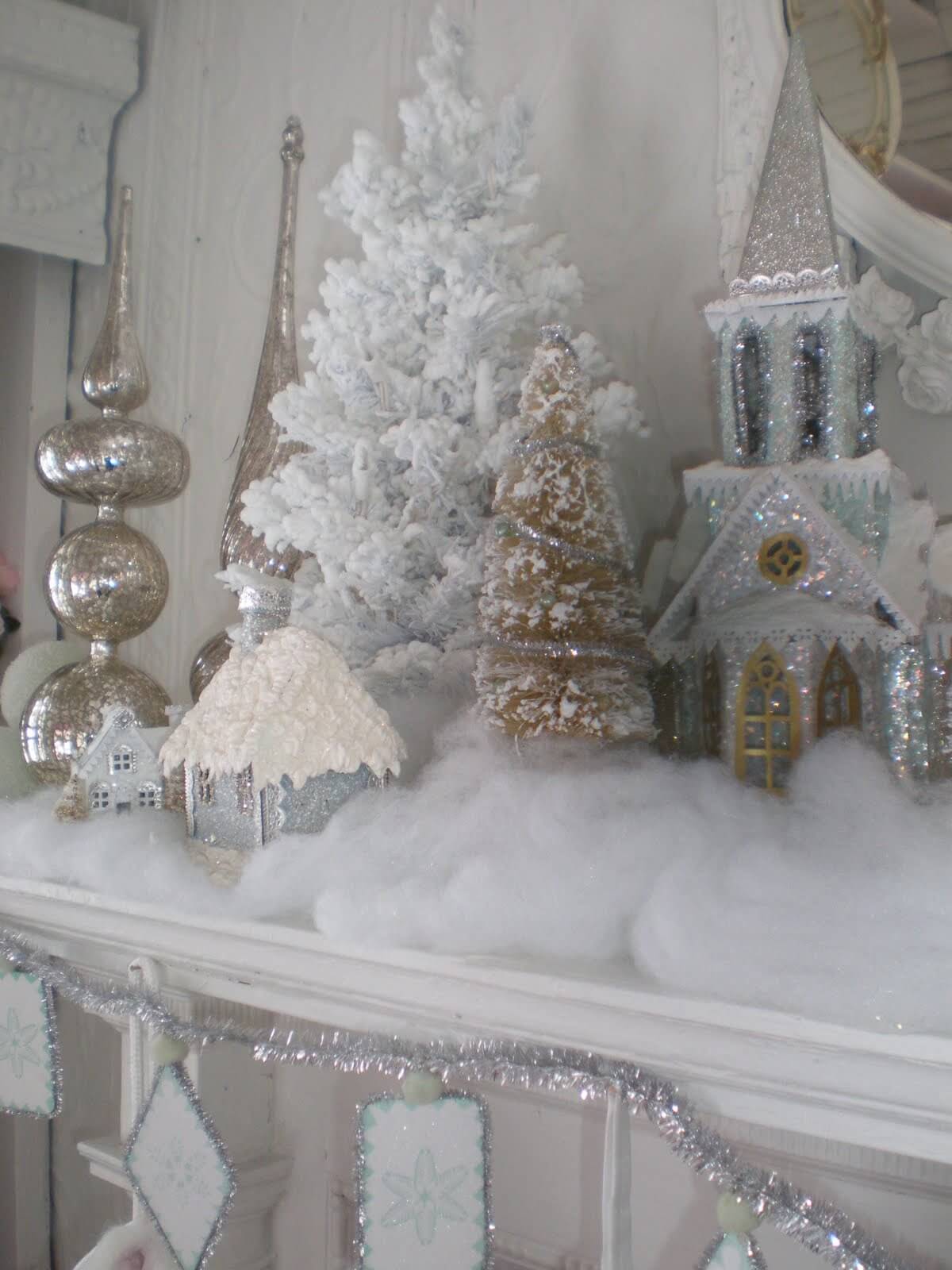 Silver and White Snow Village