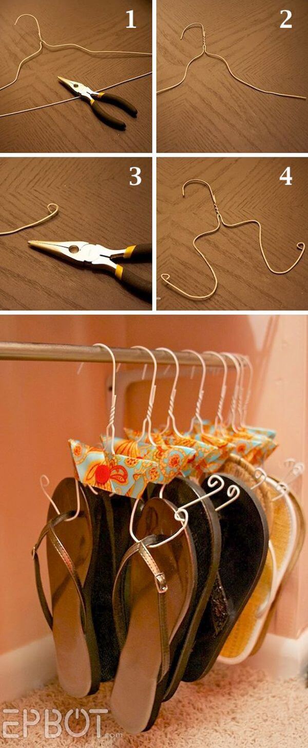 Adorable Hanger Hack for Sandal Storage