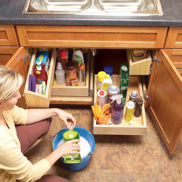 Sliding Drawers Make Sink Storage Simple