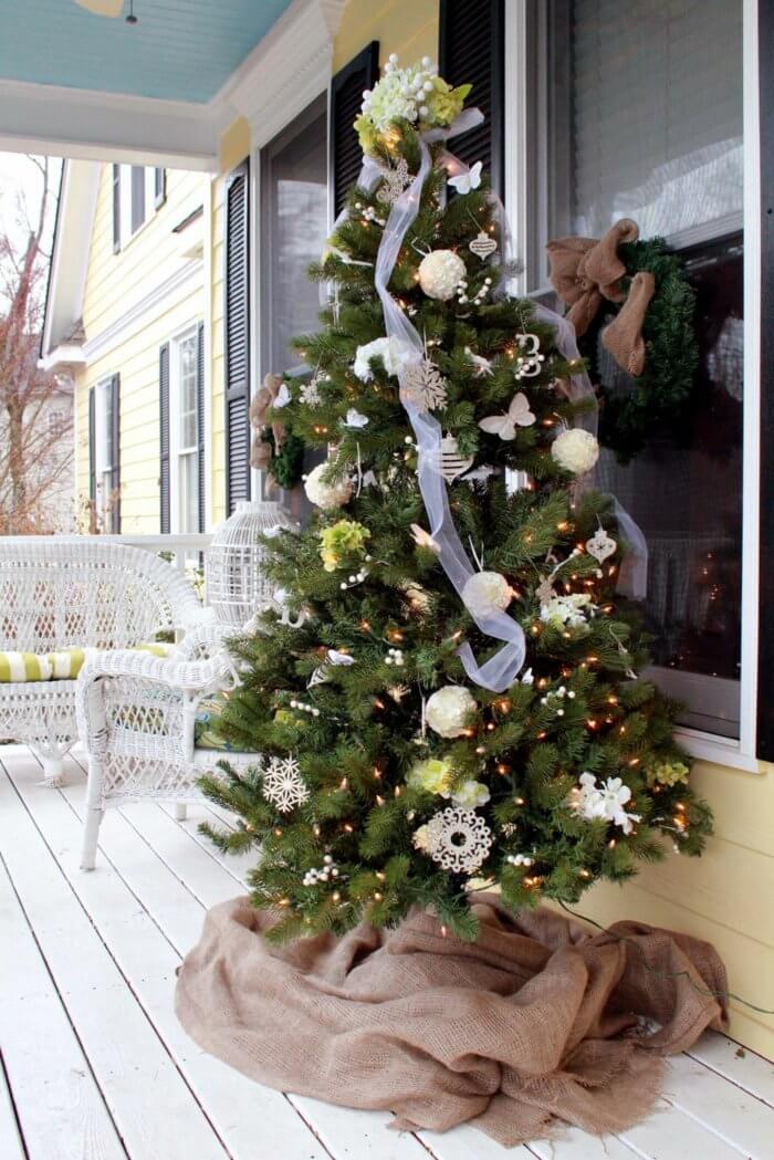 Floral Garden Christmas Tree with Burlap Skirt