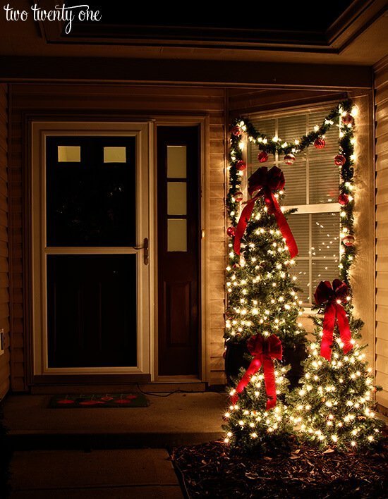 Multi-Sized Mini Christmas Trees + Lights