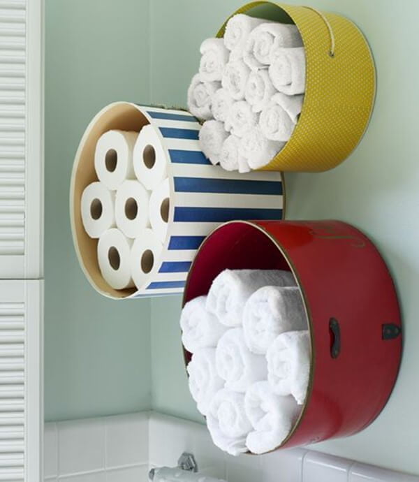 Mount Colorful Hat Boxes for Bathroom Storage