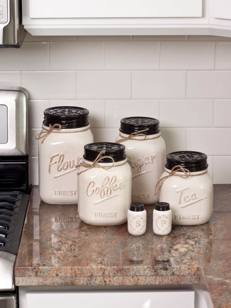 Ceramic Mason Jar Storage Set