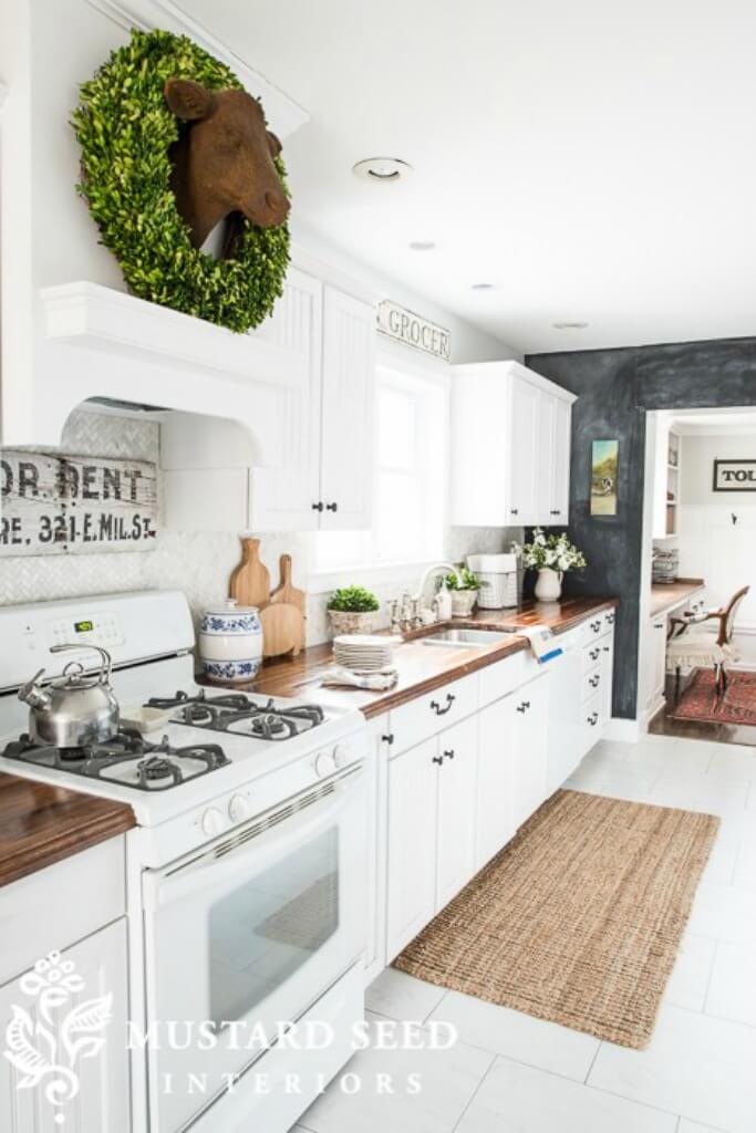 Country White Cabinetry & Kitchen Tiles