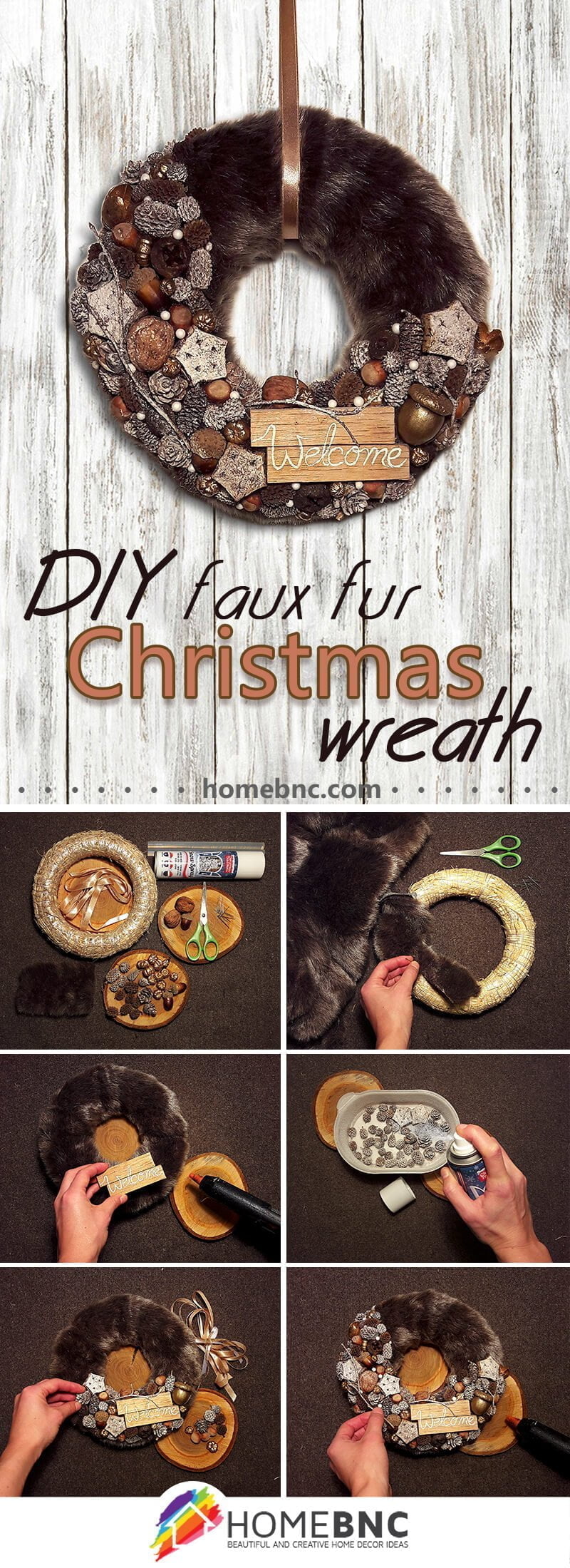 DIY Faux Fur Christmas Wreath