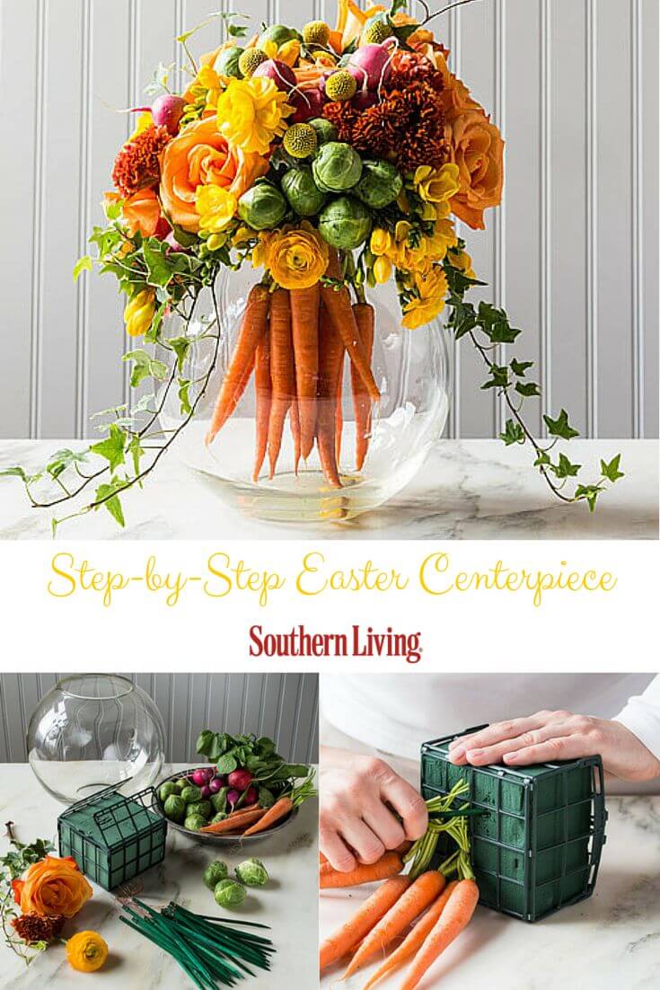 Glass Dome Flora & Carrot DIY Easter Centerpiece Design