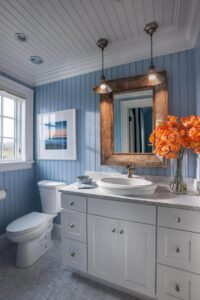Beachy Blue Wainscoting with Copper Accents
