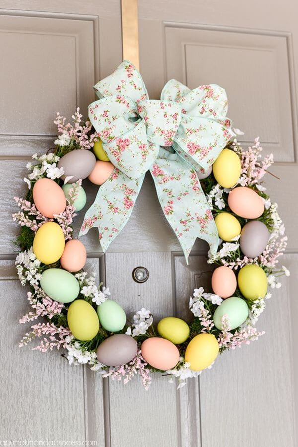Pastel Egg Wreath with Bow