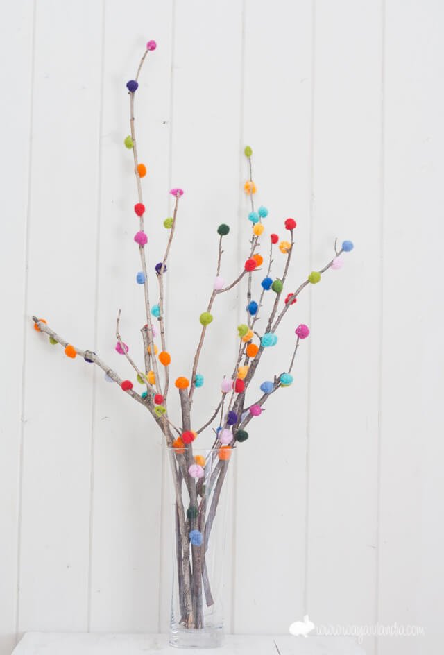 Create a Colorful Display with Pom-Pom Branches