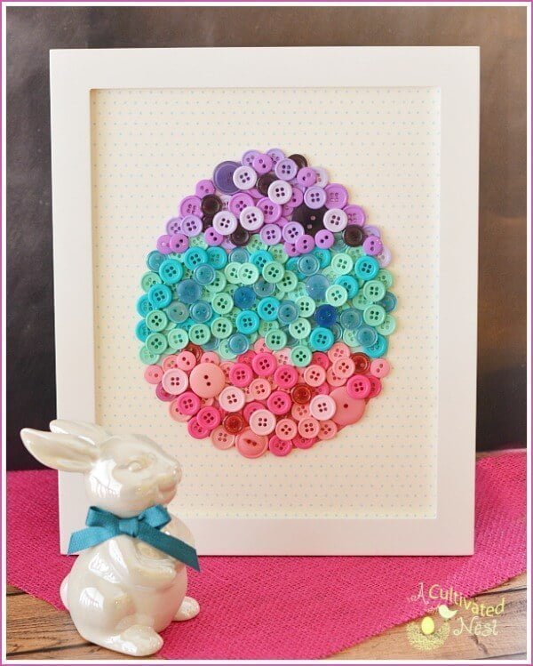 DIY Button Easter Egg Wall Art