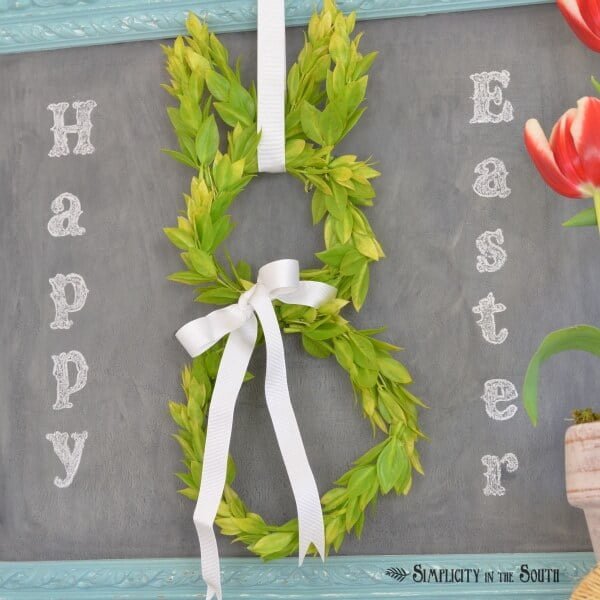 Framed Boxwood Easter Bunny Wreath