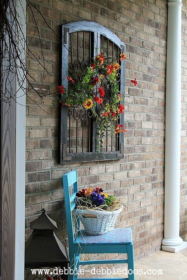 Vintage Window Floral Spring Porch Art