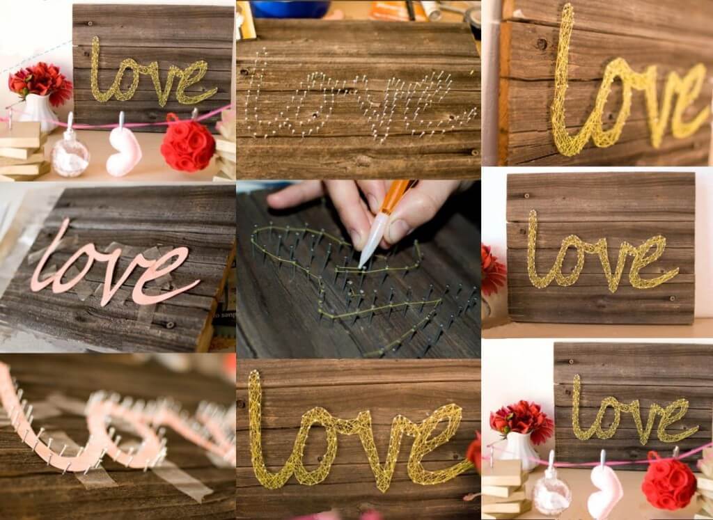 Cursive Love Entwined String Art