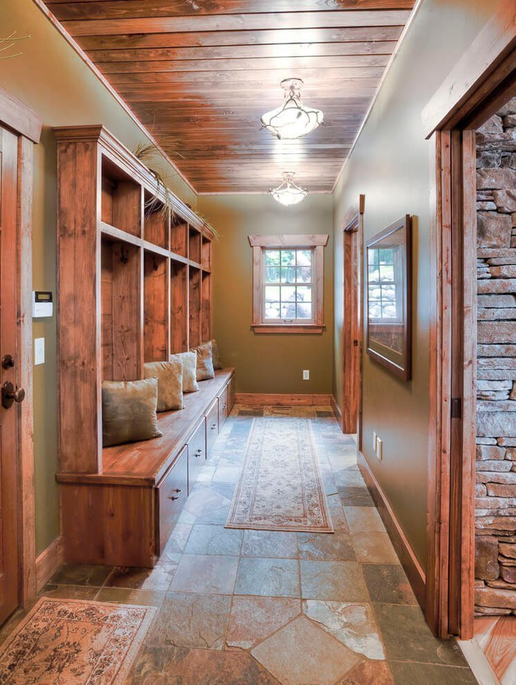 Rustic Built-in Bench And Cabinetry