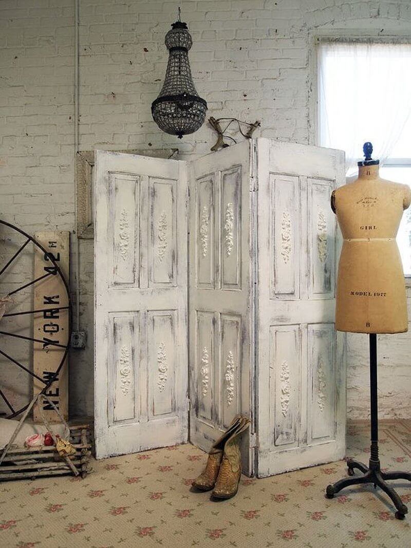 Dressing Screen Fashioned from Three Old Doors