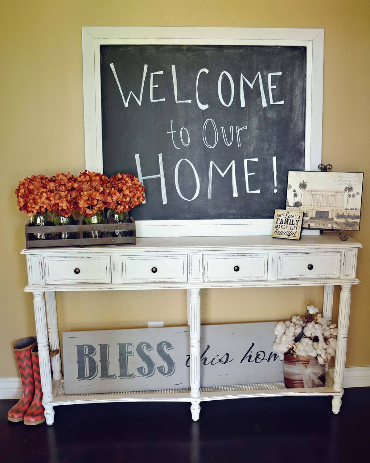 Cheerfully Distressed Chic Entry Table