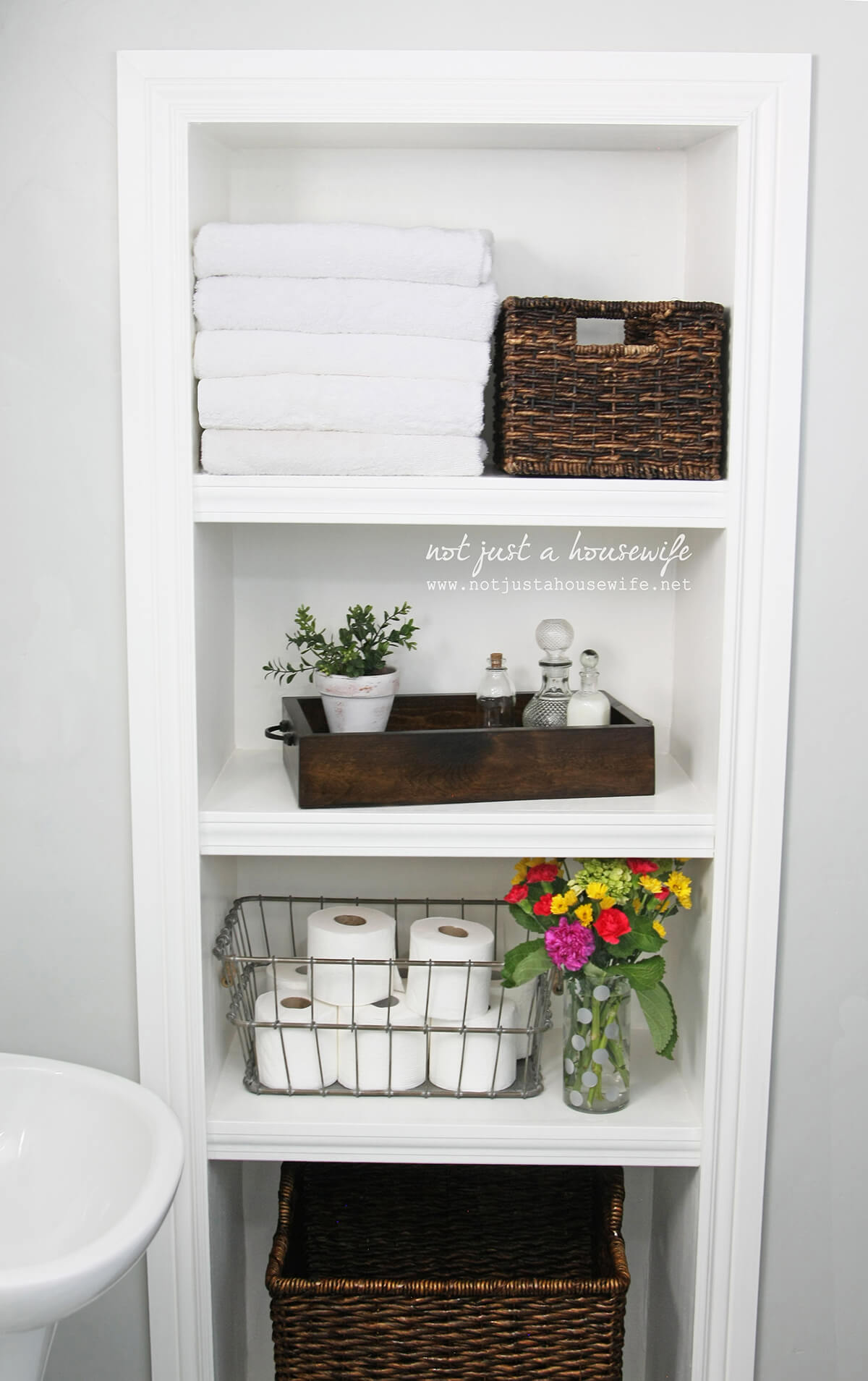 bathroom stacking shelves