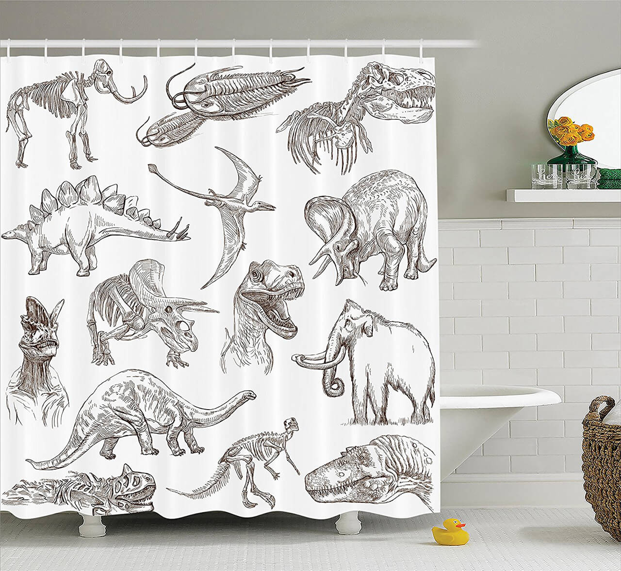 Dinosaur Sketch Curtain