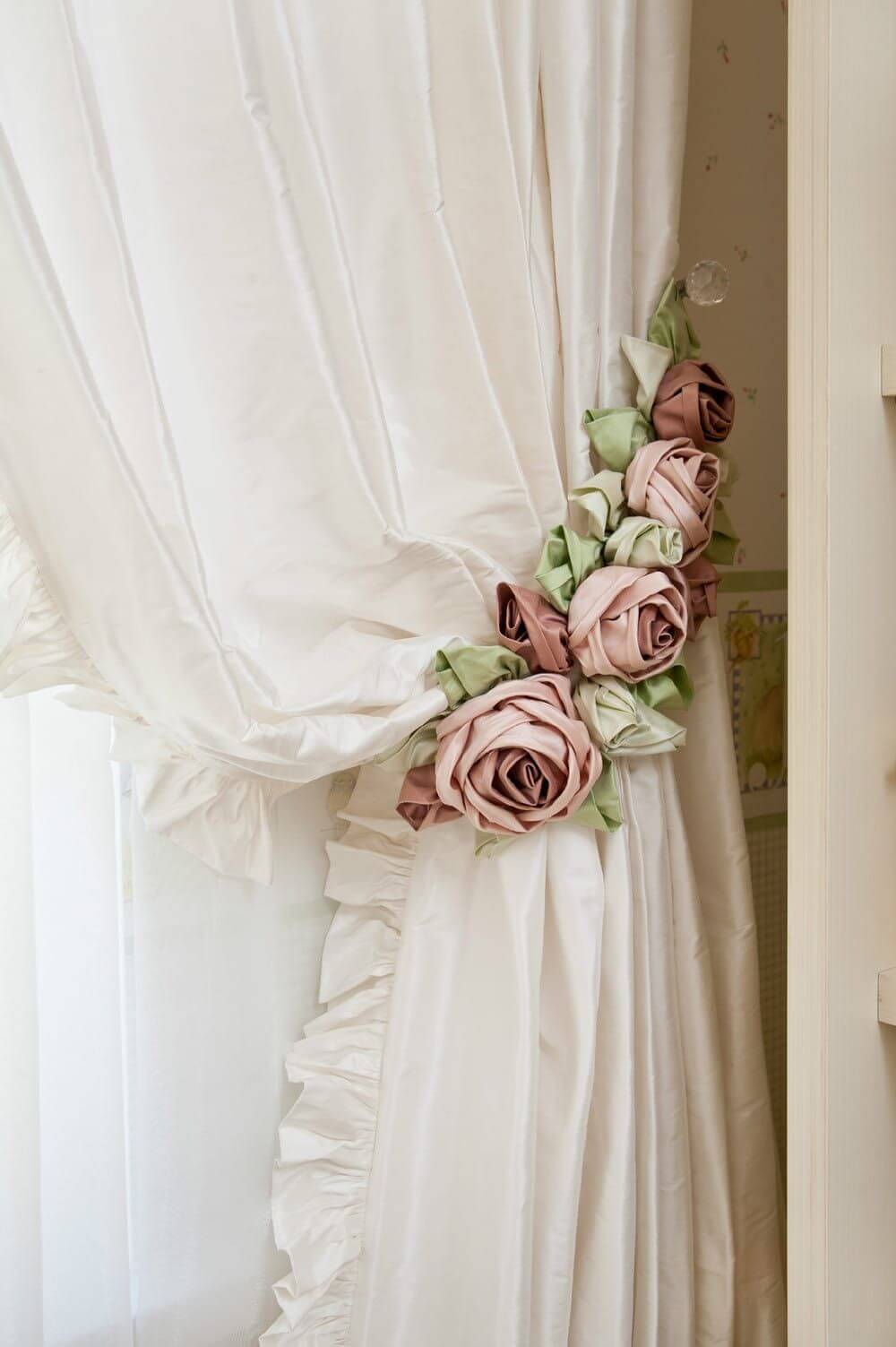 Shabby & ChicTriple Rose Curtain Drapery Tie-Backs PAIR Style #2 