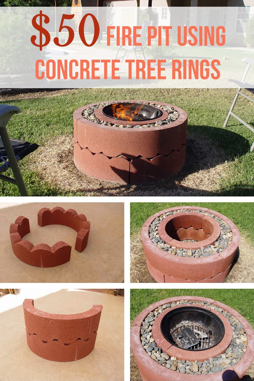 $50 Anel Firepit de Árvore de Betão