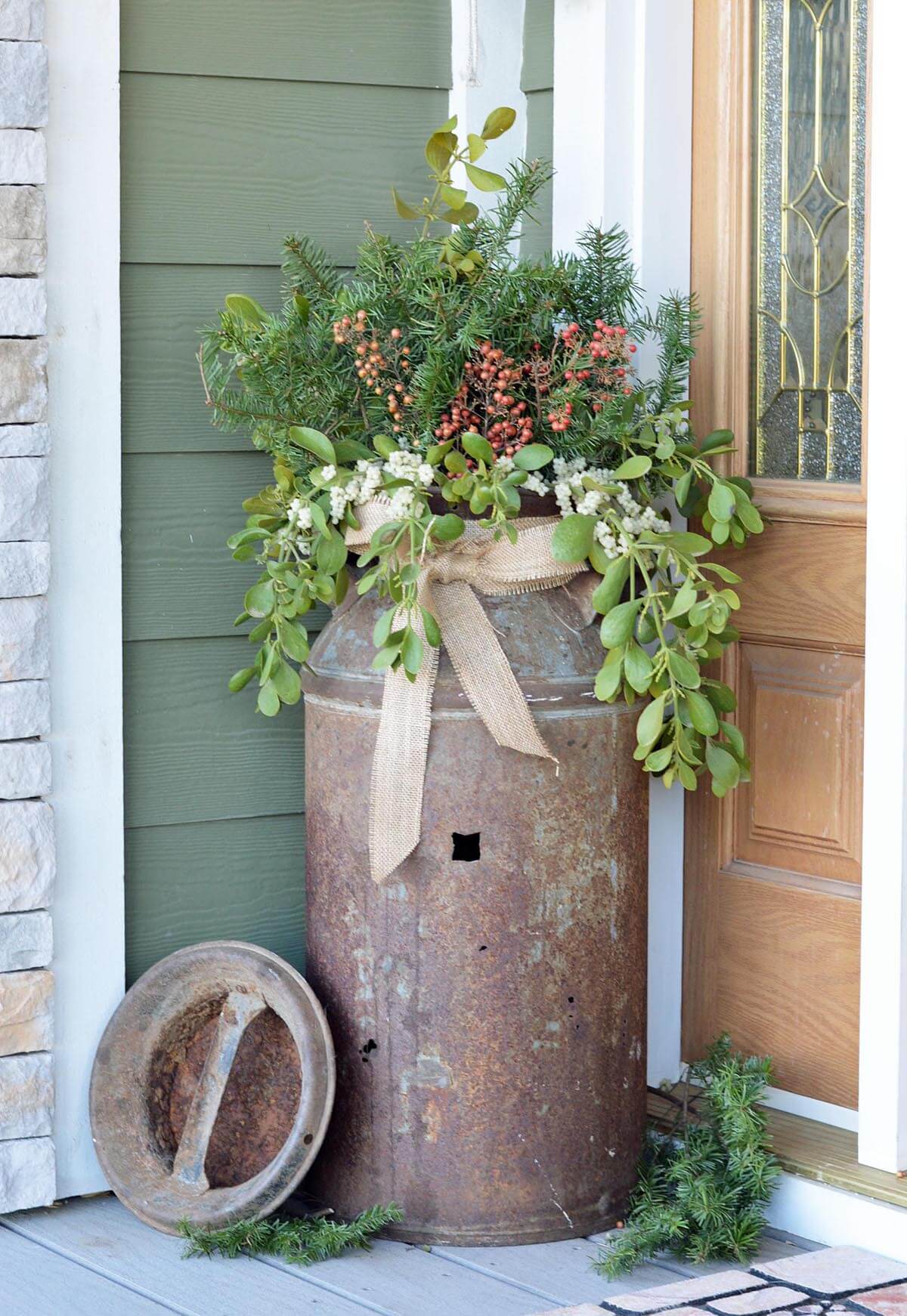 Antique Milk Can Porch Planter