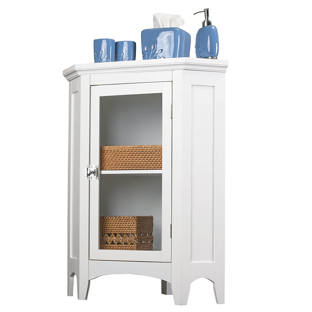 Elegant Home Fashions Madison Collection Shelved Corner Floor Cabinet