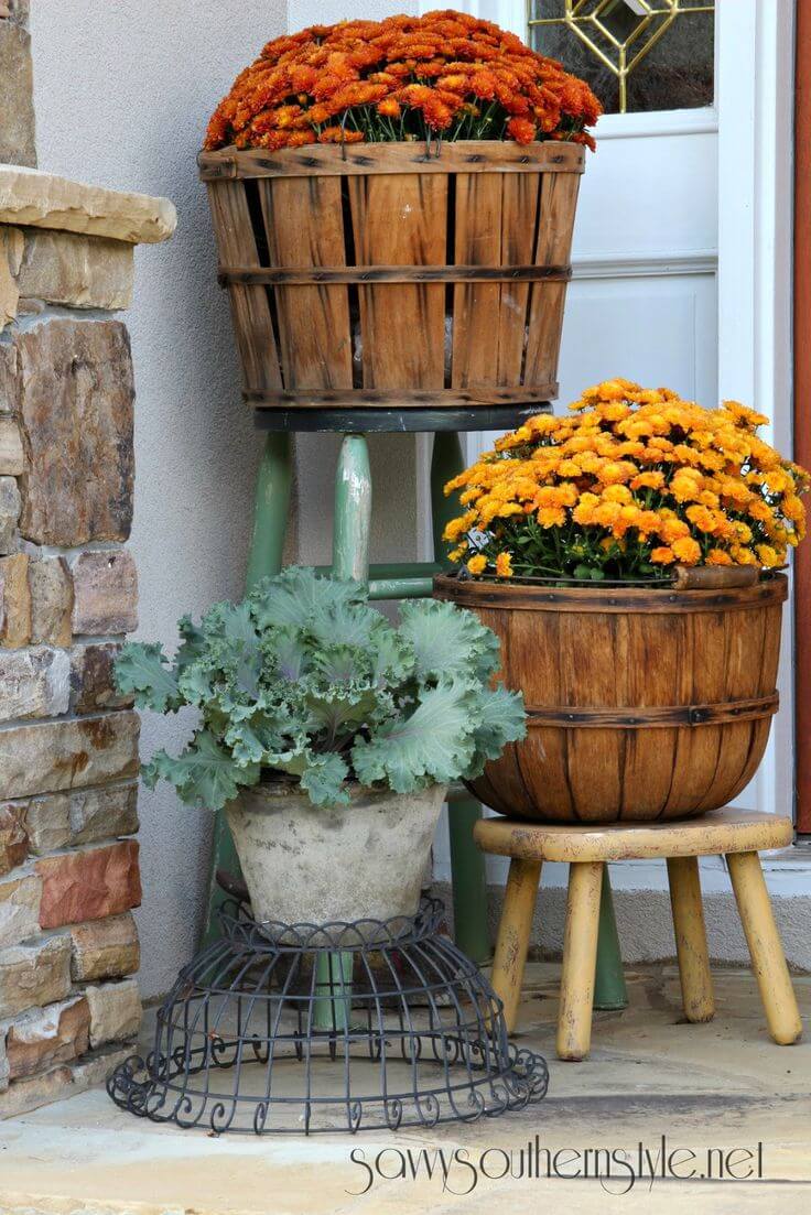 Fruit Basket Fall Mum Planters