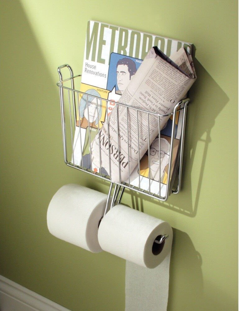 Chrome Magazine Wall Rack With Double Dispenser