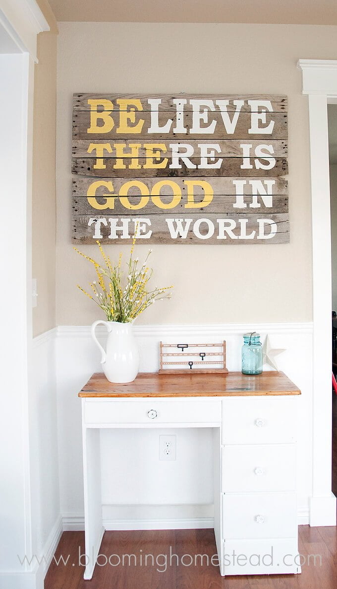 Message inspirant Art de tableau rustique