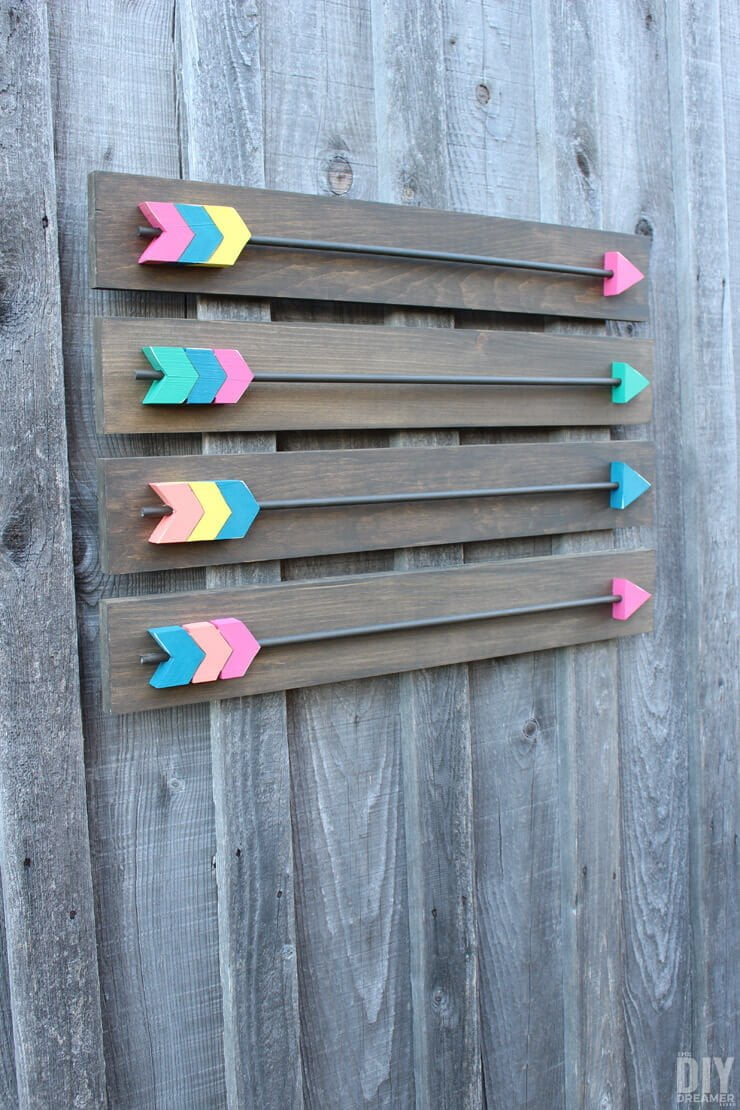 Flèches en bois colorées DIY Art mural Décor